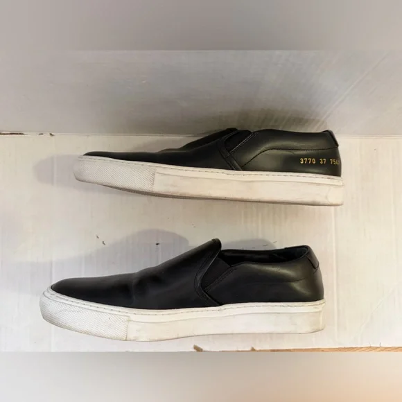 Common Projects Black Leather Slip-Ons - Picture 7 of 9